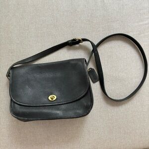 Vintage Coach City Bag 9790, Black Leather With Turn Lock